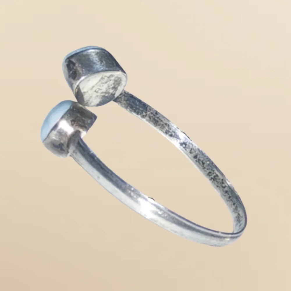Natural Larimar Sterling Silver Bypass Ring Size 12 Handmade